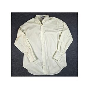 Saks Fifth Avenue Mens  Cream Slim Fit Dress Shirt Cotton Long Sleeve Size L